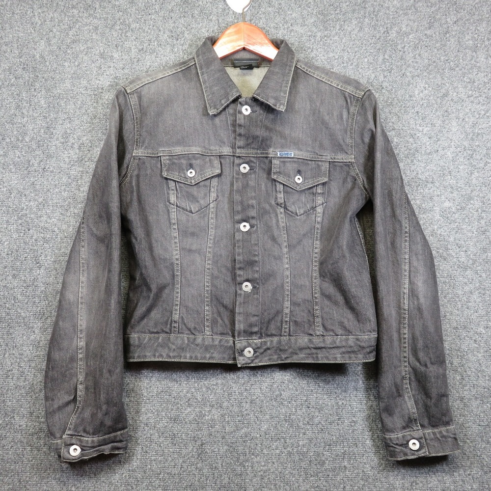 DIESEL Women's Size XL Black Denim Trucker Jacket Short Cropped READ Description